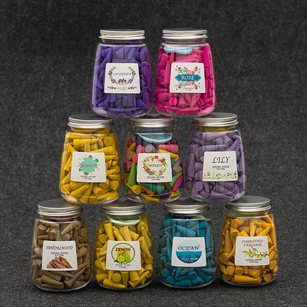 🌸 150-delige Set Natuurlijke Bloemen Wierook met Houder – Toren Kegels met Meerdere Geuren voor Yoga, Meditatie & Kamerverfrissing