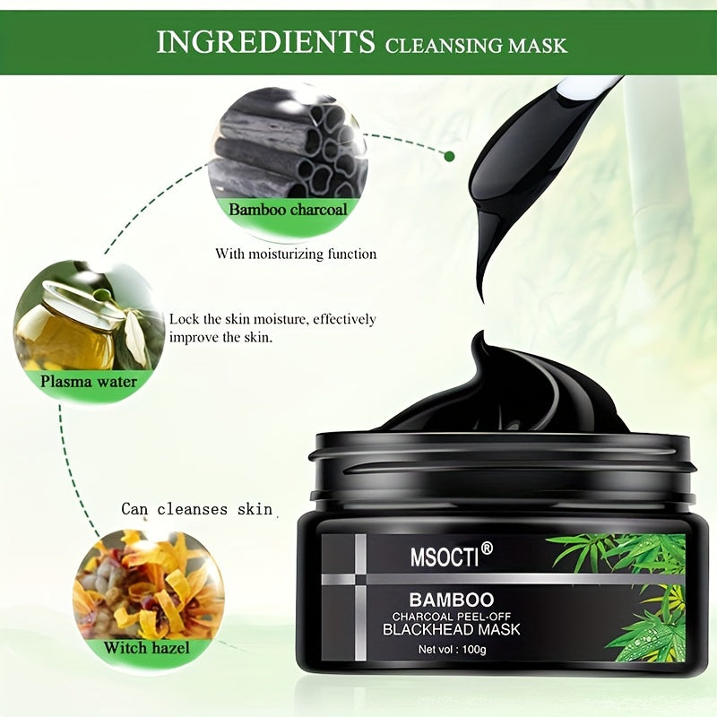 🖤 MSOCTI Bamboe Kool Blackhead Masker – 50g | Diep Reinigend & Ontgiftend | Unisex Gezichtsmasker met Actieve Kool & Groene Thee