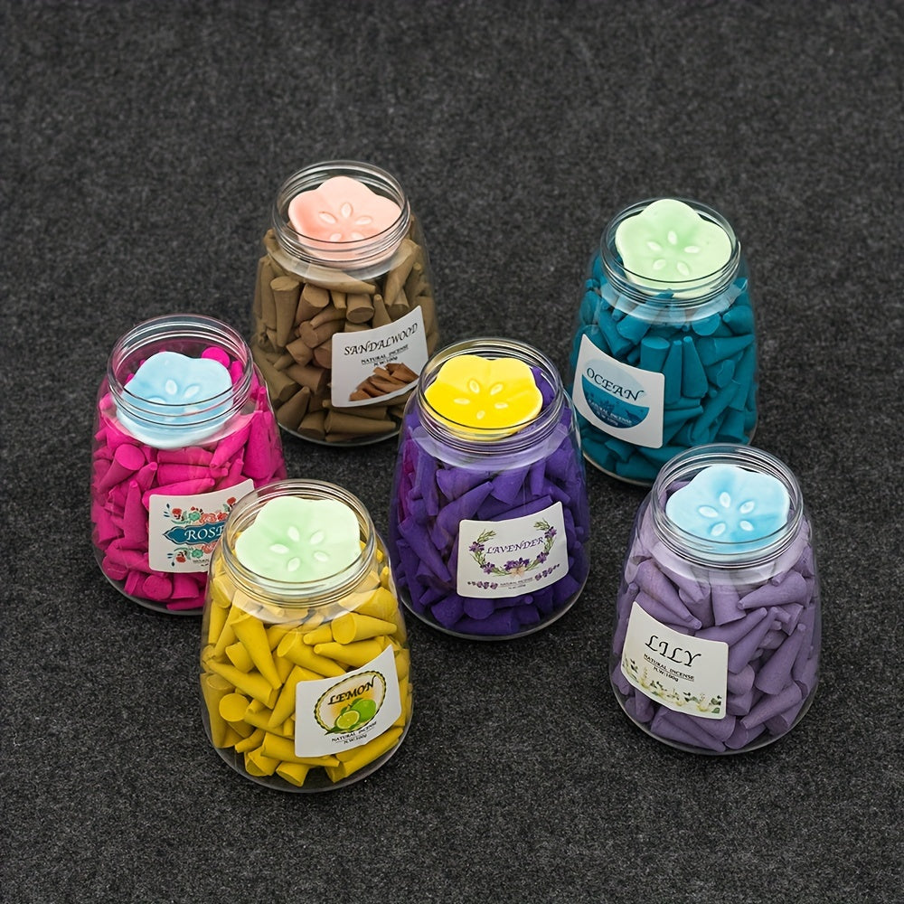 🌸 150-delige Set Natuurlijke Bloemen Wierook met Houder – Toren Kegels met Meerdere Geuren voor Yoga, Meditatie & Kamerverfrissing