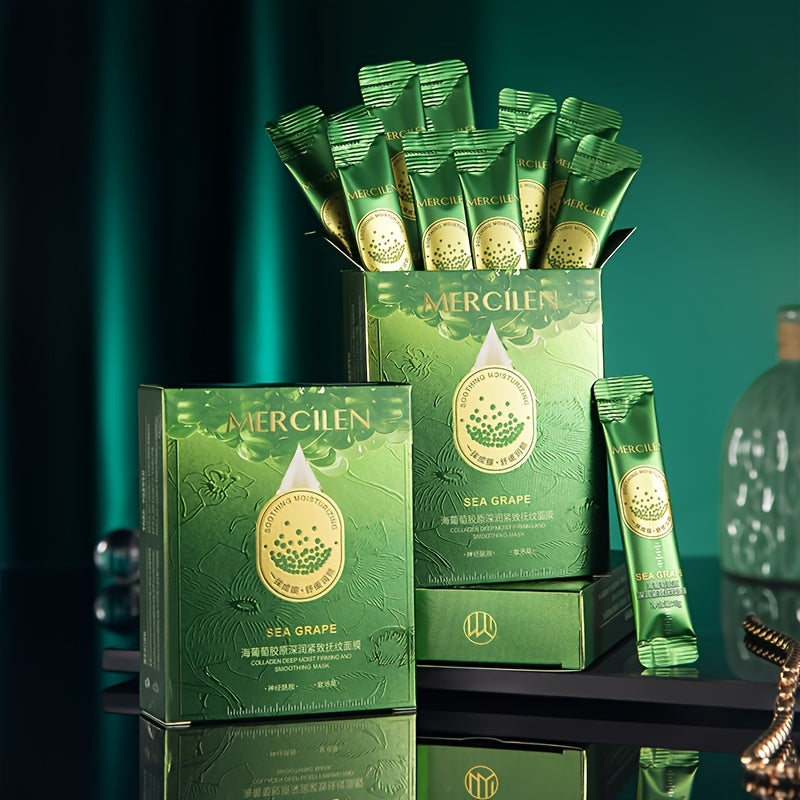 🌊 MERCILEN Sea Grape Collageen Hydraterend Gezichtsmasker – 10 st | Voedend, Verzachtend & Alcoholvrij