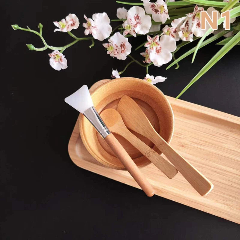 1 Set Vrouwen DIY Gezichtsmasker Kit – Compleet met Bamboe Kom, Mengstok, Lepel & Spatel