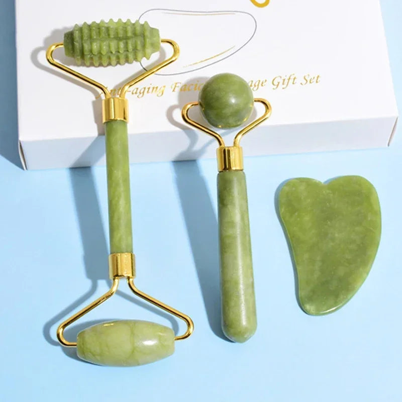 Natuurlijke Jade Roller & Gua Sha – Gezicht, Nek & Lichaamsmassage | Acupunctuur & Oogzorg Spa Tool