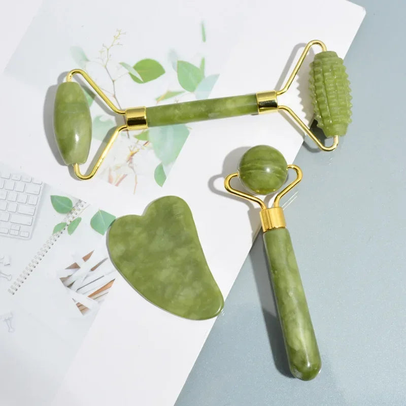 Natuurlijke Jade Roller & Gua Sha – Gezicht, Nek & Lichaamsmassage | Acupunctuur & Oogzorg Spa Tool