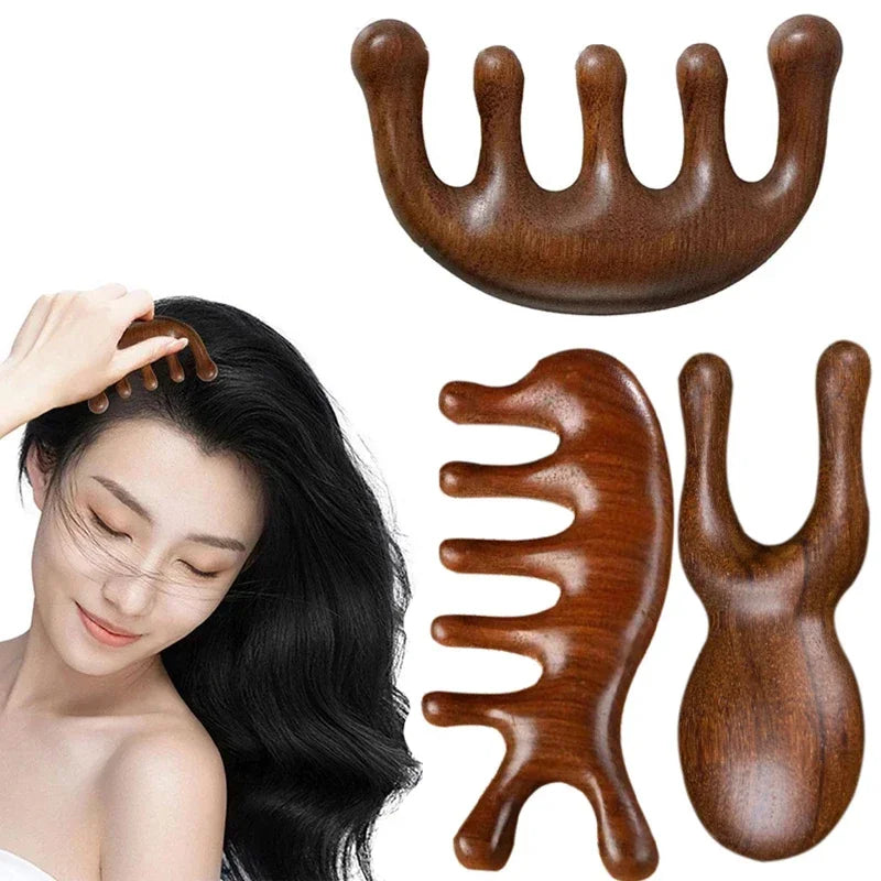 Sandelhouten Massage Kam – Vijf Tanden Hoofdmassager & Schraper | Walvisvormige Hoofdhuid- & Body Tool