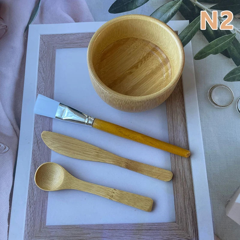 1 Set Vrouwen DIY Gezichtsmasker Kit – Compleet met Bamboe Kom, Mengstok, Lepel & Spatel