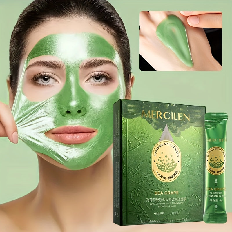 🌊 MERCILEN Sea Grape Collageen Hydraterend Gezichtsmasker – 10 st | Voedend, Verzachtend & Alcoholvrij