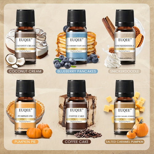 6-delige Geurolie Set (10ml) – Herfstige & Zoete Aroma’s voor Diffuser, Kaarsen & Meer