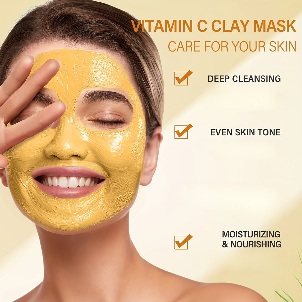 🌿 Kurkuma & Vitamine C Gezichtsmasker – 120g | Diepe Reiniging & Hydratatie met Applicator | Verhelderend en Voedend voor de Huid